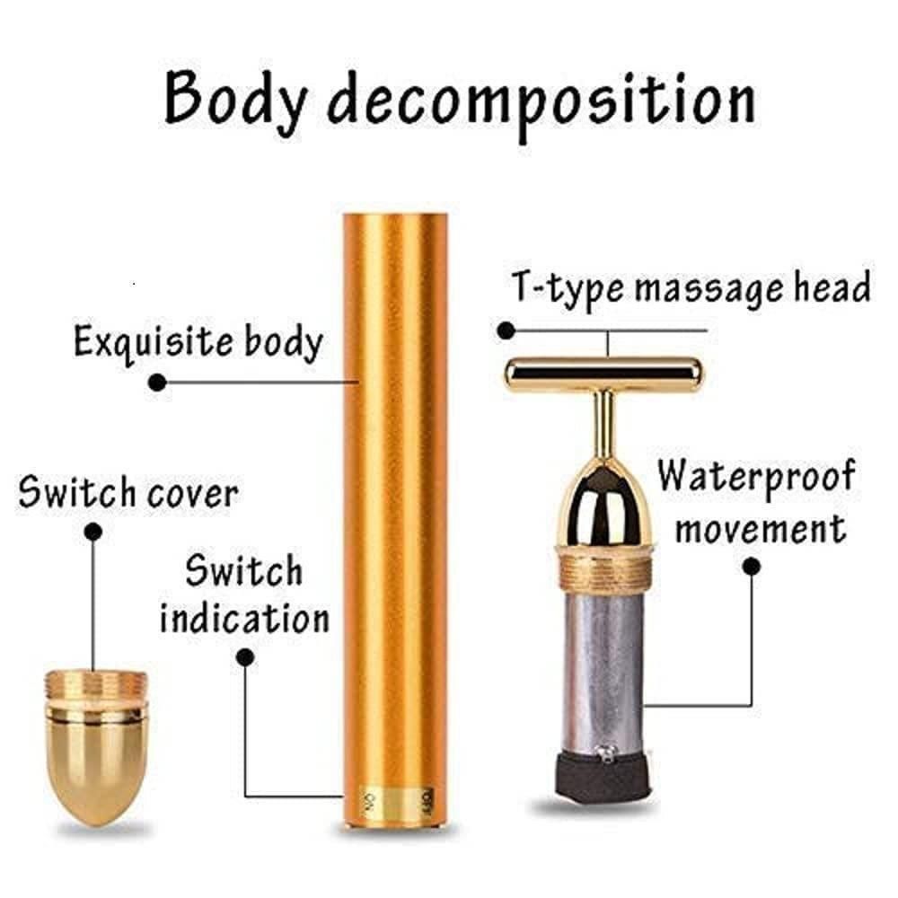 24K Gold Energy Beauty Bar Electric Facial Massage Roller-Sunkart