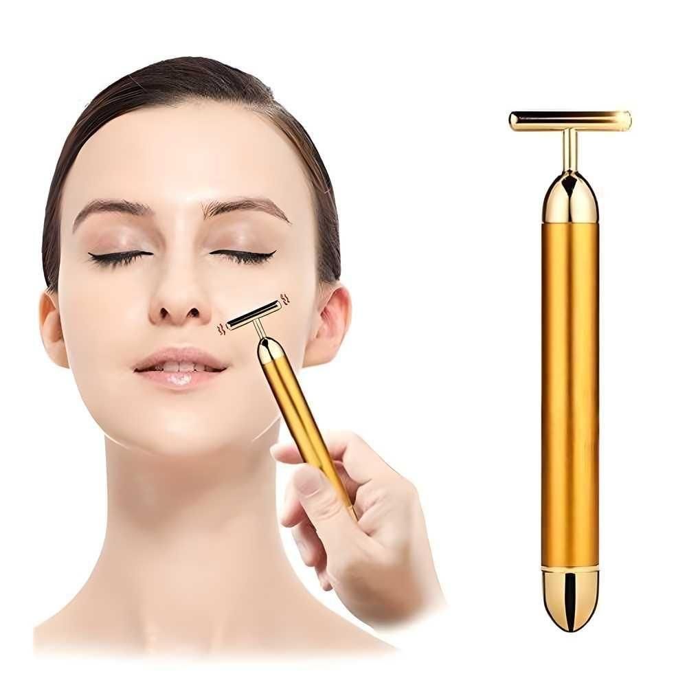 24K Gold Energy Beauty Bar Electric Facial Massage Roller-Sunkart